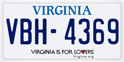 VA license plate VBH4369