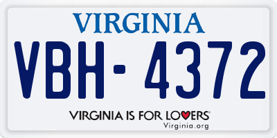 VA license plate VBH4372