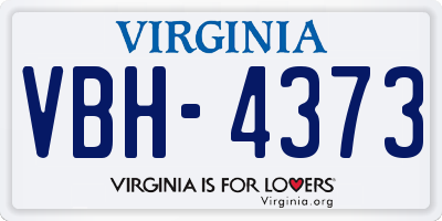 VA license plate VBH4373