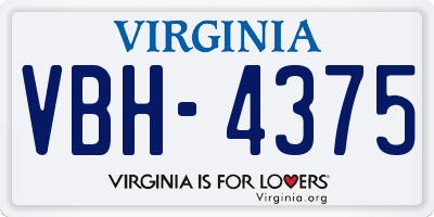 VA license plate VBH4375