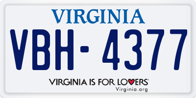 VA license plate VBH4377