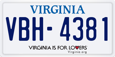 VA license plate VBH4381