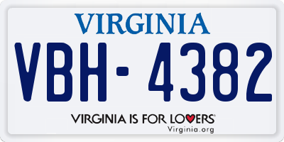 VA license plate VBH4382