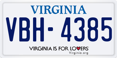 VA license plate VBH4385