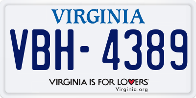 VA license plate VBH4389