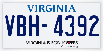 VA license plate VBH4392