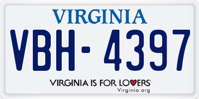 VA license plate VBH4397