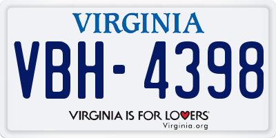 VA license plate VBH4398