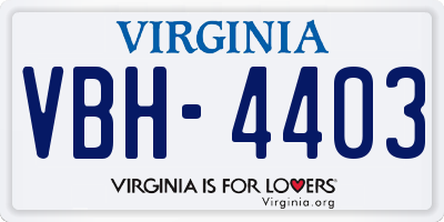 VA license plate VBH4403