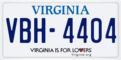 VA license plate VBH4404