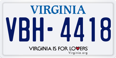 VA license plate VBH4418