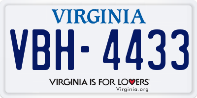 VA license plate VBH4433
