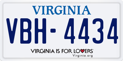 VA license plate VBH4434