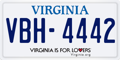 VA license plate VBH4442