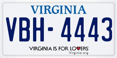 VA license plate VBH4443