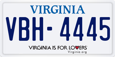 VA license plate VBH4445