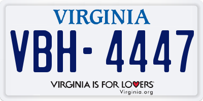 VA license plate VBH4447