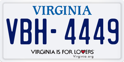 VA license plate VBH4449