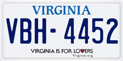 VA license plate VBH4452