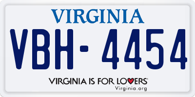 VA license plate VBH4454