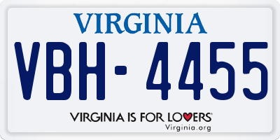 VA license plate VBH4455