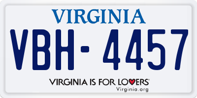 VA license plate VBH4457