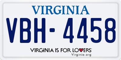 VA license plate VBH4458