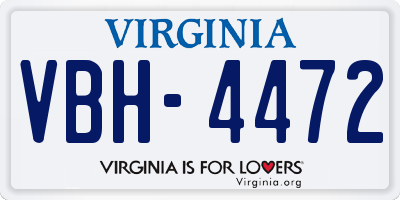 VA license plate VBH4472