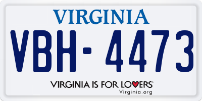 VA license plate VBH4473