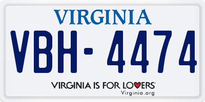 VA license plate VBH4474