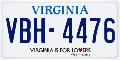 VA license plate VBH4476