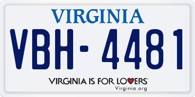 VA license plate VBH4481