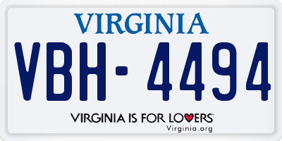 VA license plate VBH4494