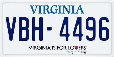 VA license plate VBH4496