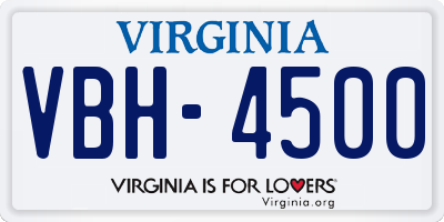 VA license plate VBH4500