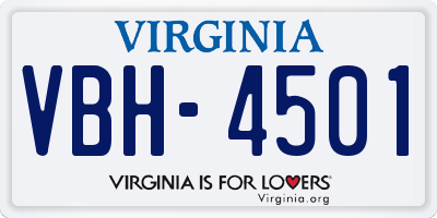 VA license plate VBH4501
