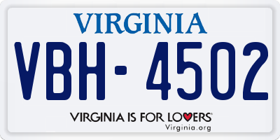 VA license plate VBH4502