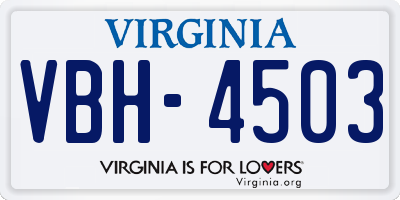 VA license plate VBH4503