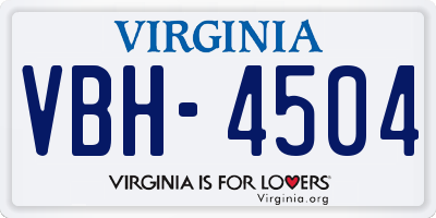 VA license plate VBH4504