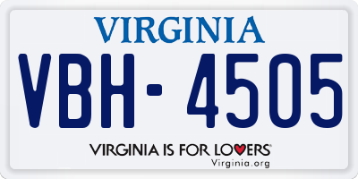 VA license plate VBH4505