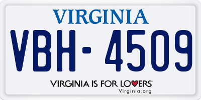 VA license plate VBH4509