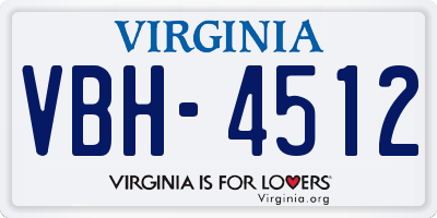 VA license plate VBH4512