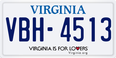 VA license plate VBH4513