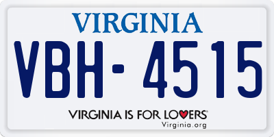 VA license plate VBH4515
