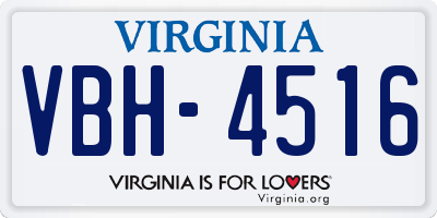 VA license plate VBH4516
