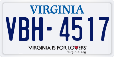 VA license plate VBH4517