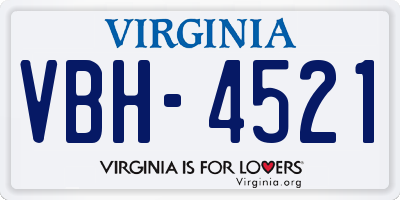 VA license plate VBH4521