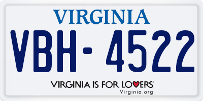 VA license plate VBH4522