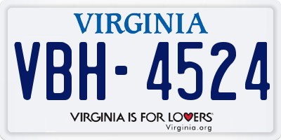 VA license plate VBH4524