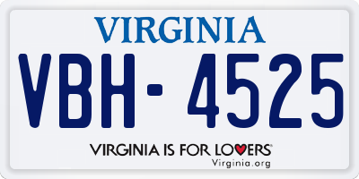 VA license plate VBH4525